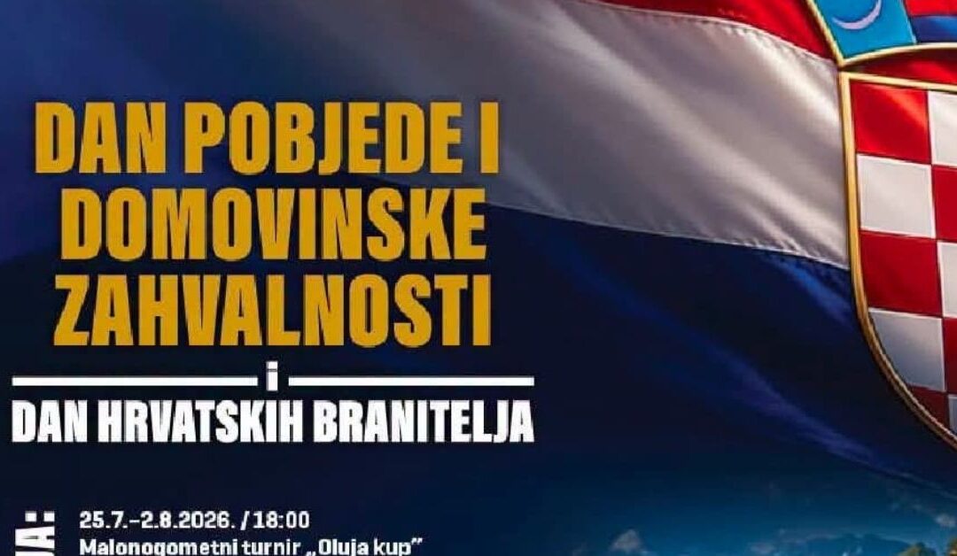 Knin, 29.07.2026. – Predstavljanje Udruge  povodom obilježavanja 31. Obljetnice VRO Oluje, te Dana pobjede i domovinske zahvalnosti i Dana hrvatskih branitelja.